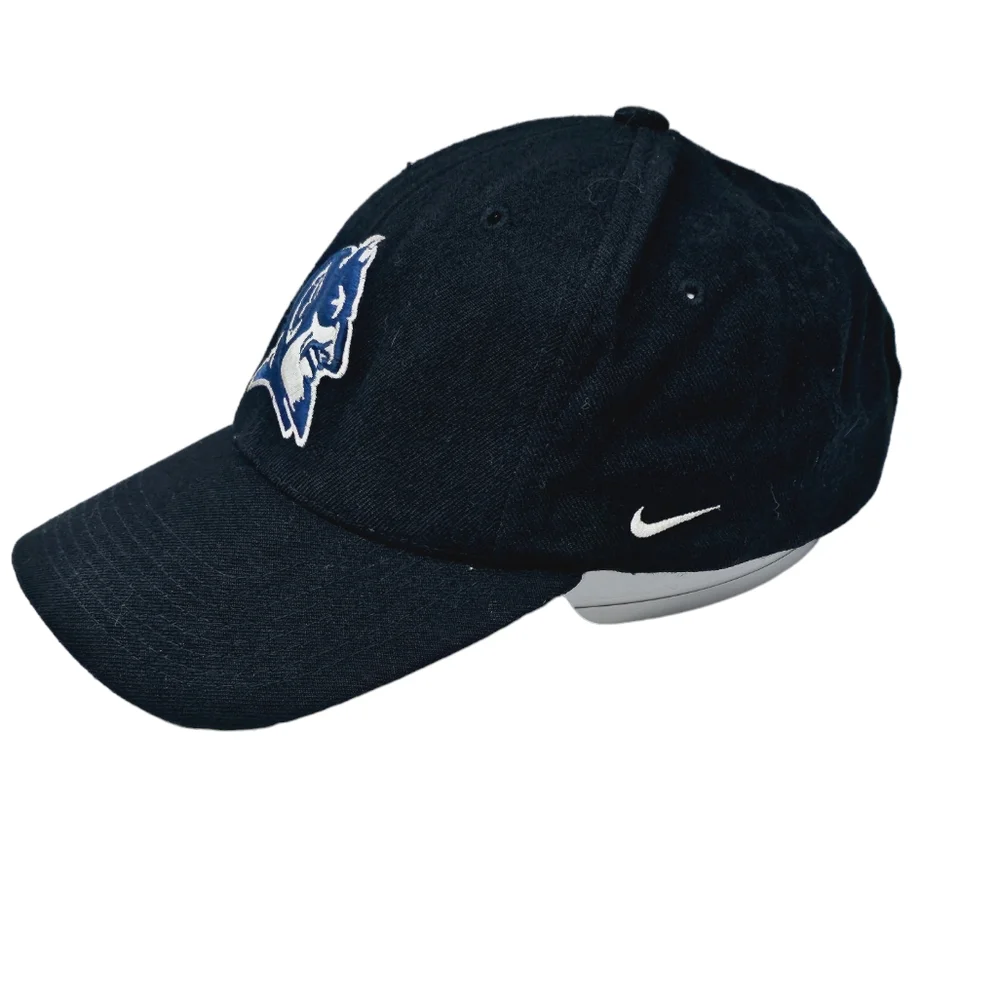 Vintage‎ 90s Y2K Nike Team Duke Blue Devils Black Strapback Hat Cap Logo Swoosh